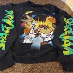 Space Jam Black Basketball Bugs Bunny Taz -SSweatshirt